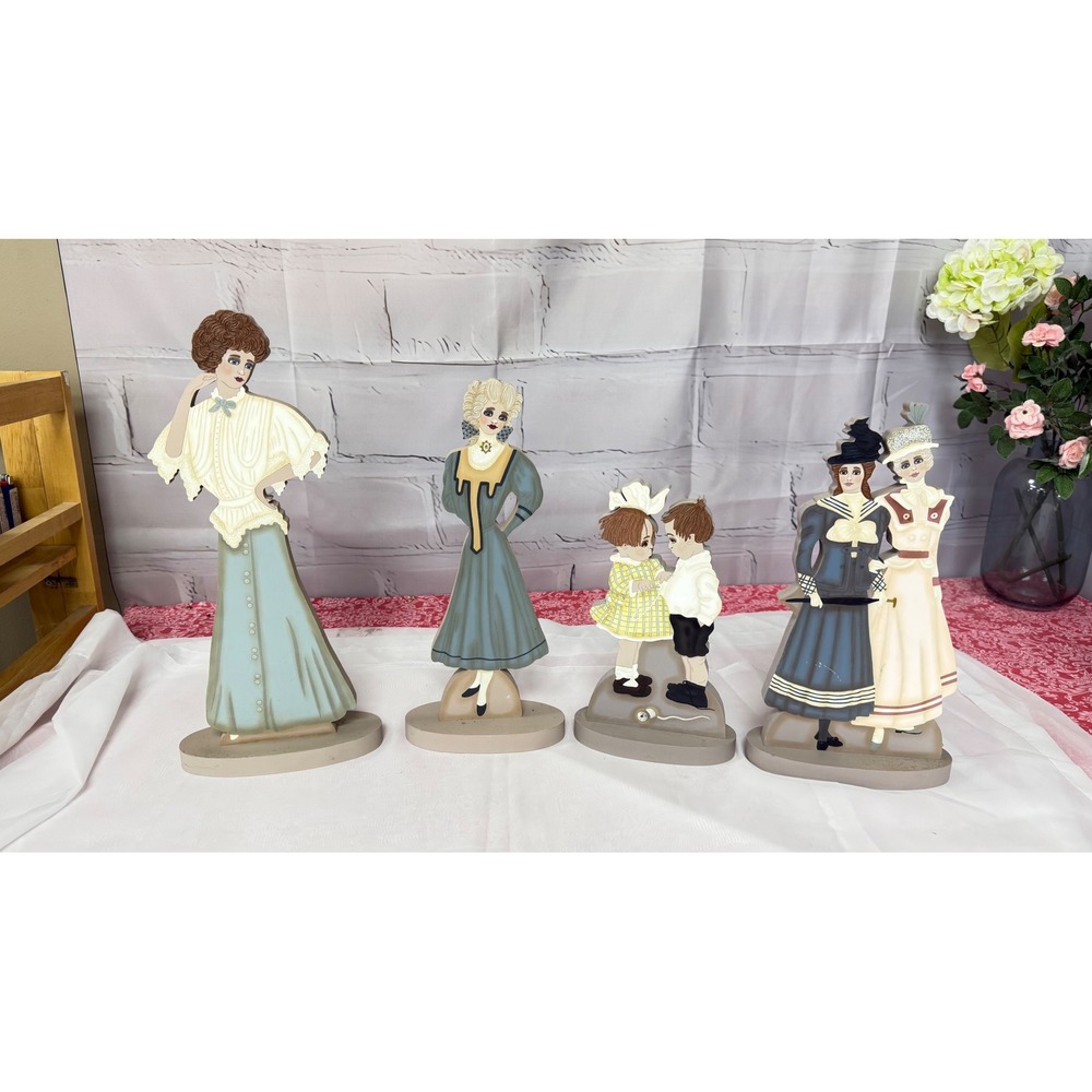 Wolfecrest Originals Vintage Victorian Wooden Set of 4 Hand Painted Figures